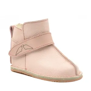 Cizme din piele pentru copii, talpa flexibila, imblanite, roz- RO-106-roz-24-By Pebebe