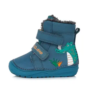 Ghete din piele naturala, captuseala din blana, albastru, crocodil, D.D.Step- W071-318A-25-D.D. Step