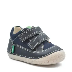 Pantofi Sostankro, piele naturala si material textil, talpa flexibila, bleumarin, Kickers- 894560-10-101-25-Kickers-