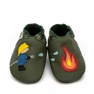 Pantofi de interior din piele naturala, talpa din piele cu tampoane antiderapante, fireman, Liliputi- 2006001014327-Liliputi-