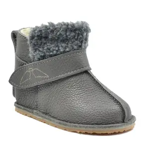 Cizme din piele pentru copii, talpa flexibila, imblanite, blanita decorativa, gri_RO-107-gri-17_Pebebe