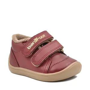 Ghete barefoot copii, piele naturala, captuseala textila, Burgundy, Elf Step tex, Bar3foot_5905811261761_Pebebe