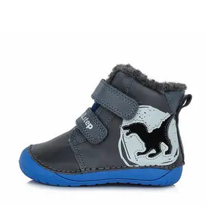 Ghete Barefoot, piele naturala, captusite, bleumarin, dinozaur, D.D.Step_W070-327-20_Pebebe