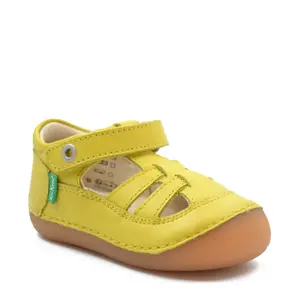 Sandale Sushy, piele naturala, talpa flexibila, galben, Kickers_611084-10-72-19_Pebebe