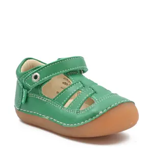 Sandale Sushy, piele naturala, talpa flexibila, verde, Kickers_611084-10-6-19_Pebebe
