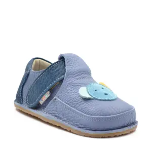 Pantofi barefoot, primii pasi, piele naturala, talpa flexibila, albastru, ursulet, Happy Koala- Ari-009-17-Ariana Baby Shoes