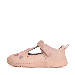 Pantofi barefoot,decupati, primii pași, material textil, roz, floricele, D.D.Step- C077-41418A-25-D.D. Step