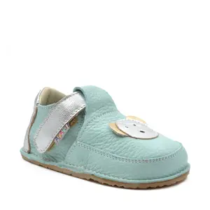 Pantofi barefoot, primii pasi, piele naturala, talpa flexibila, turcoaz, ursulet, Rain_Ari-006-22_Pebebe