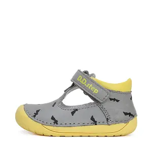 Pantofi decupati, piele naturala, primii pași, Barefoot, gri, liliac, D.D.Step_H070-41464B-20_Pebebe