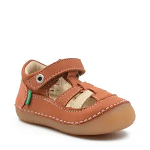 Sandale Sushy, piele naturala, talpa flexibila, camel orange, Kickers_611086-10-116-19_Pebebe