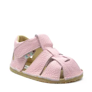 Sandale barefoot, piele naturala, talpa flexibila, roz, Carla- ARI-101-1-17-Ariana Baby Shoes
