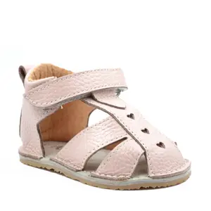 Sandale copii, piele naturala, barefoot, talpa flexibila, roz pudra- RO-100-2-24-By Pebebe-