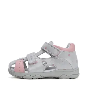 Sandale fete, piele naturala, inimioare, argintiu, D.D.Step- G064-41911-25-D.D. Step