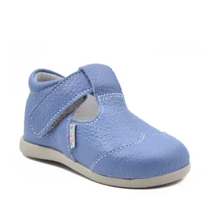 Pantofi din piele naturala, decupati, primii pași, Albastru, Bluey_ARI-30-2-17_Pebebe