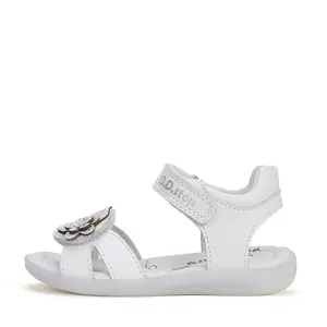 Sandale fete, piele naturala, alb cu floare argintie, D.D.Step_G072-41786BM-31_Pebebe