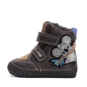 Ghete baieti, piele naturala, talpa flexibila, maro inchis, urs Koala, D.D.Step- W029-42498A-24-D.D. Step