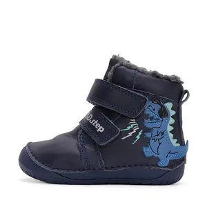 Ghete baieti barefoot, piele naturala, captusite, bleumarin, dinozaur, D.D.Step- W070-42838-25-D.D. Step