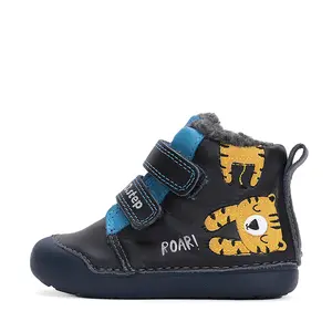 Ghete baieti, piele naturala, talpa flexibila, captusite, bleumarin, tigru, D.D.Step- W066-42218-25-D.D. Step