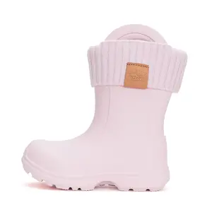 Cizme de cauciuc pentru copii, interior din material textil detasabil, roz, D.D.Step_I106-42443-28/29_Pebebe