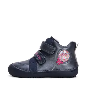 Ghete copii, piele naturala, barefoot, talpa flexibila, bleumarin, D.D.Step_A063-42804M-25_Pebebe