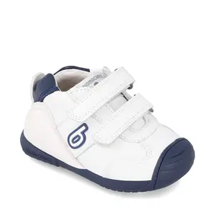 Pantofi copii, piele naturala, Biogateo Sport, alb, albastru, Biomecanics_221001-A-18_Pebebe