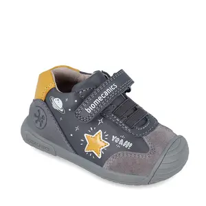 Pantofi copii, piele naturala, Biogateo Urban Casual, gri, steluta, Biomecanics_241129-B083-18_Pebebe