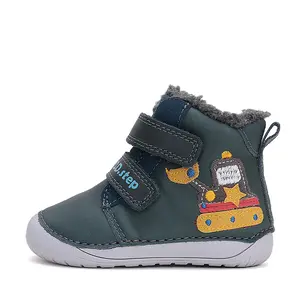 Ghete Barefoot baieti, piele naturala, captusite, bleumarin, tractor, D.D.Step- W070-42154-25-D.D. Step