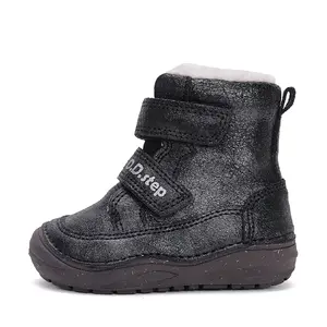 Ghete fete, piele naturala, captuseala din blana, negru sidef, D.D.Step- W071-42895B-25-D.D. Step