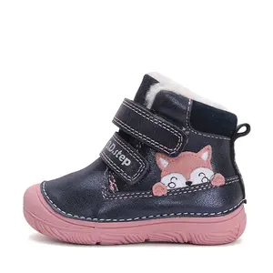 Ghete fete, piele naturala, captusite, bleumarin sidef, pisica, D.D.Step - W082-42774-25-