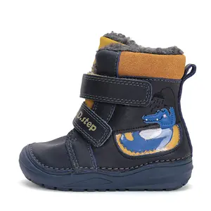Ghete baieti, piele naturala, captuseala, bleumarin, crocodil, D.D.Step_W071-42421-20_Pebebe