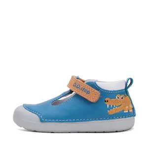 Pantofi D.D.Step, primii pasi, din piele naturala, decupati, primii pași, albastru, crocodil_H066-51978B-24_Pebebe