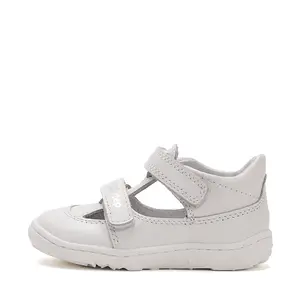 Pantofi D.D.Step copii, barefoot, piele naturala, decupati, primii pași, alb- H077-51734E-25-D.D. Step