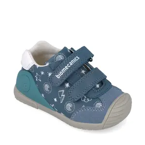 Pantofi Biomecanics copii, piele naturala, Biogateo Casual, bleumarin print- 252115-A556-21-Biomecanics