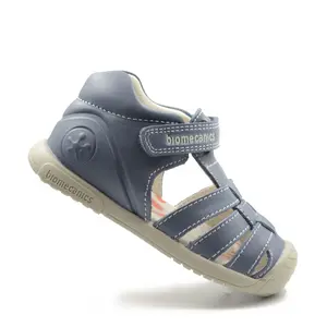 Sandale Biomecanics baieti, piele naturala, talpa flexibila, protectie degete, Biogateo Casual, gri petrol- 252123-A556-25-Biomecanics