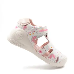 Sandale Biomecanics fete, piele naturala, talpa flexibila, protectie degete, Estampada, alb, Biomecanics- 252101-B050-19-Biomecanics