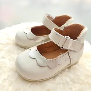 Pantofi din piele naturala, talpa flexibila, decupati, crem, Sara_RO-401-2-18_Pebebe