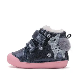Ghete D.D.Step fete, piele naturala, imblanite, bleumarin sidef, Bamby- W066-52733A-25-D.D. Step