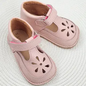 Sandale barefoot copii, piele naturala, primii pasi, talpa flexibila, roz_RO-502-5-22_Pebebe