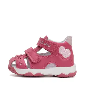 Sandale fete, piele naturala, roz, inimioare, D.D. Step_G064-51872M-30_Pebebe