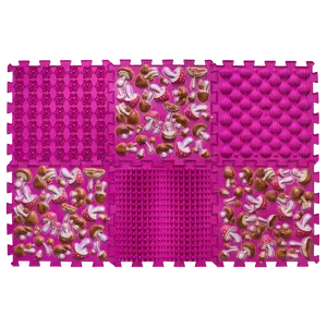 Covoras ortopedic pentru masaj Puzzle "Mix" 6 elemente, Ciupercă roz_2000000114309_Pebebe
