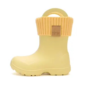 Cizme de ploaie pentru copii, galben, din cauciuc cu interior textil detașabil, brant termic &ndash; D.D.Step_I106-52295-30/31_Pebebe