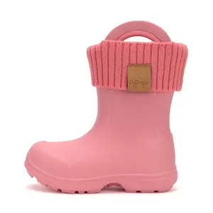 Cizme de ploaie pentru fete, roz, din cauciuc cu interior textil detașabil, brant termic – D.D.Step- I106-52697-30/31-D.D. Step