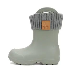 Cizme de ploaie pentru copii, verde uscat, din cauciuc cu interior textil detașabil &ndash; D.D.Step_I106-52182-30/31_Pebebe