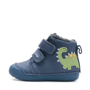 Ghete D.D.Step baieti, piele naturala, imblanite, albastru, dinozaur_W066-52525A-20_Pebebe