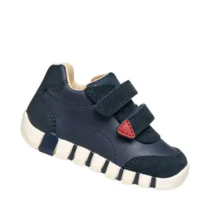 Pantofi Geox baieti, piele naturala,  brant antibacterian, Geox Respira, Iupidoo, bleumarin- B5655B-0CL22-C0735-26-GEOX