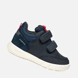Pantofi Geox baieti, piele naturala si material textil,  brant antibacterian, Geox Respira, Hyroo baby, bleumarin- B365EA-032FU-C0735-26-GEOX