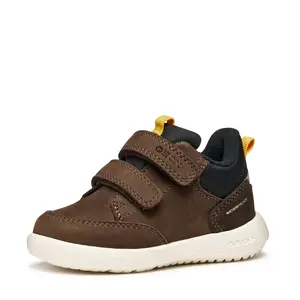 Pantofi Geox baieti, piele naturala si material textil,  brant antibacterian, Geox Respira, Hyroo baby, maro inchis- B365EA-032FU-C0517-26-GEOX