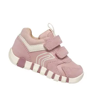Pantofi Geox fete, piele naturala,  brant antibacterian, Geox Respira, Iupidoo, roz pudra- B3558C-05422-C8047-26-GEOX