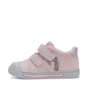 Pantofi copii cu supinatie, piele naturala, talpa ferma, roz deschis cu inimioare, Ponte20_DA03-5-2626A-27_Pebebe