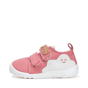 Pantofi copii de interior din material textil, barefoot, talpa flexibila, roz cu norisor, D.D Step_C086-52318M-30_Pebebe